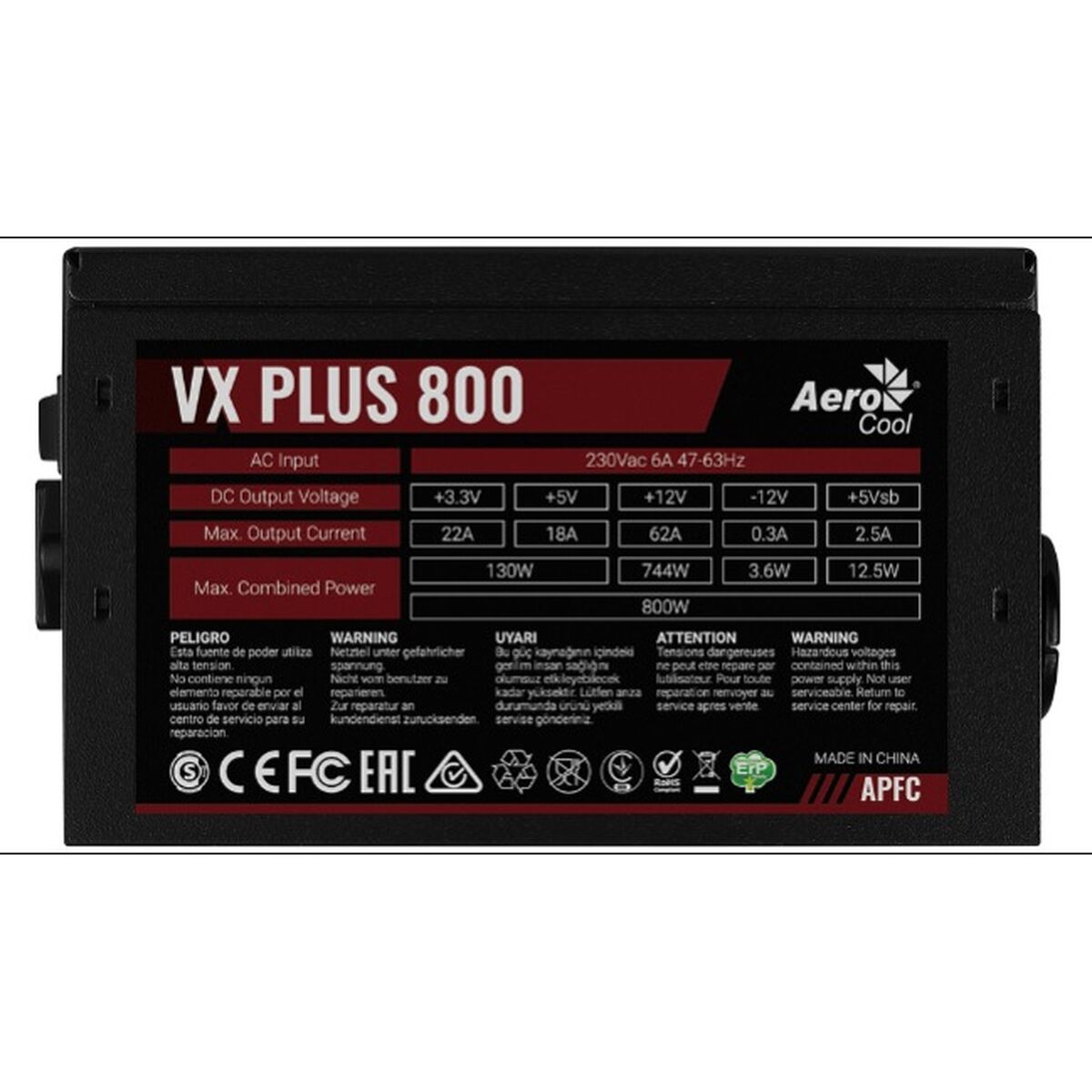 Strömtillförsel Aerocool VX PLUS 800 800 W 130 W ATX